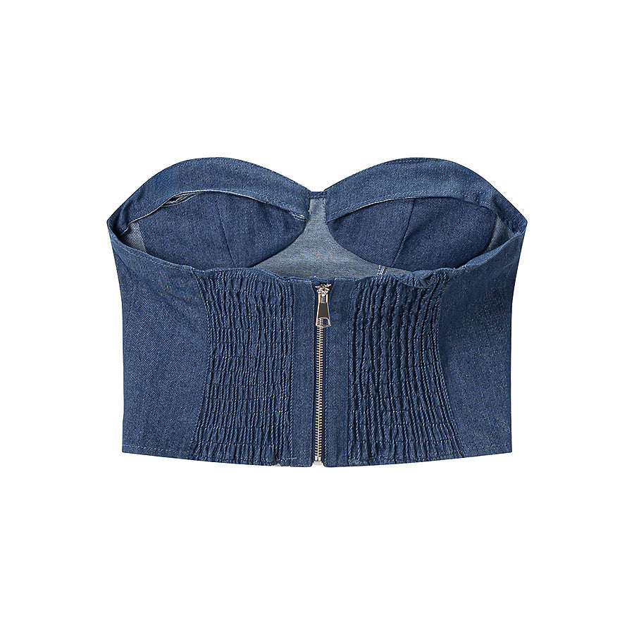 Spicy girl denim casual sexy strapless top - DEA collection