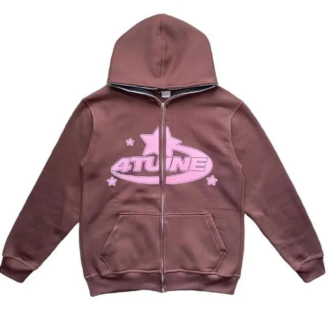 별무늬 집업 후드티 여성 오버사이즈 S-3XL 화이트 블랙 살구