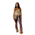 Sheer Mesh Printed Wide-Leg Jumpsuit - DEA collection