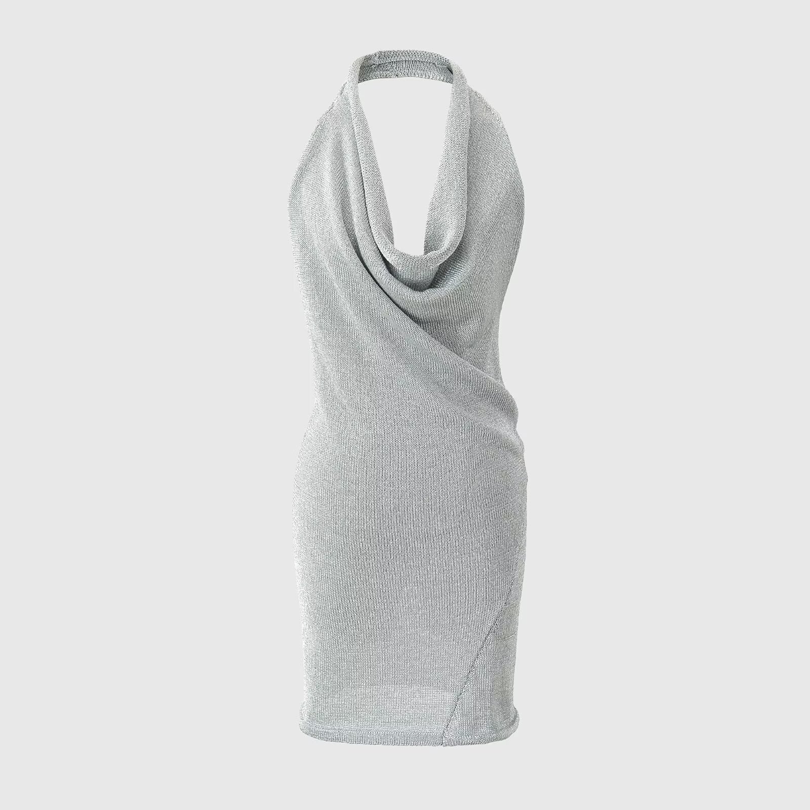 Metallic thread knitted halter dress - DEA collection