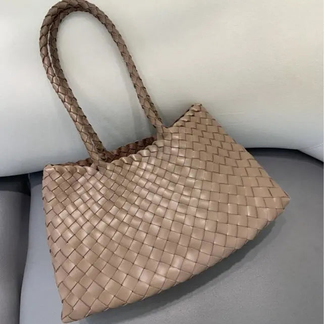 Trendy Retro Large Capacity Handbag Pure Handmade Woven Maternity Bag Commuter Shoulder Tote Bag - DEA collection