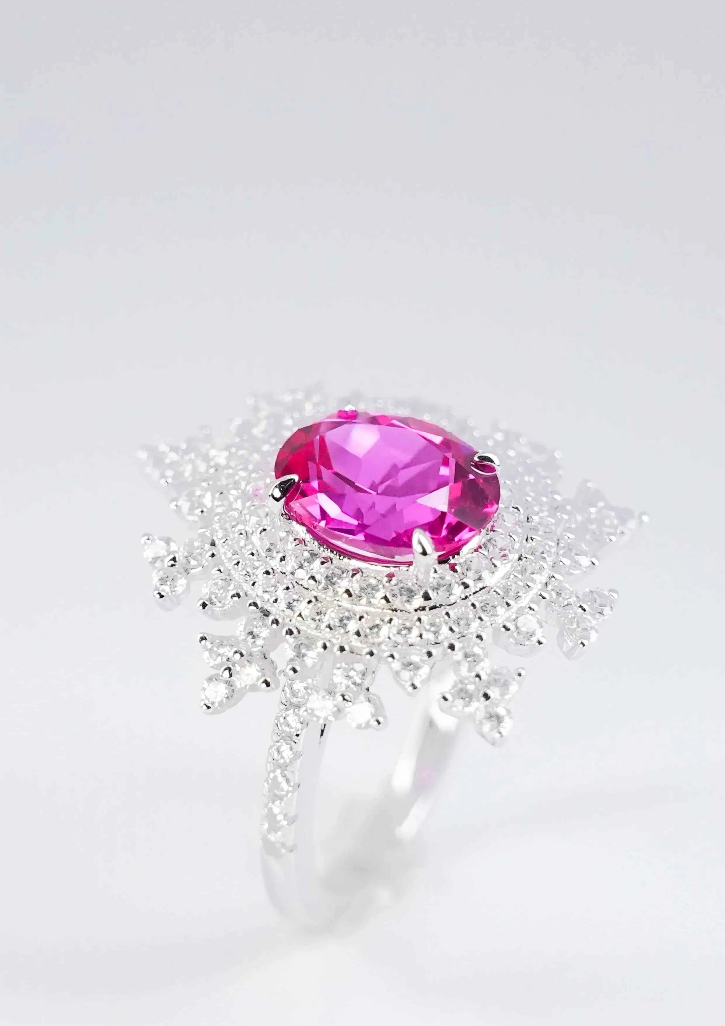 Exquisite Pink Sapphire Ring - Pink Snowflake