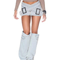Fashionable Light Blue Denim Mini Skirt with Cross-Over Buckle Design, Bodycon Style - DEA collection