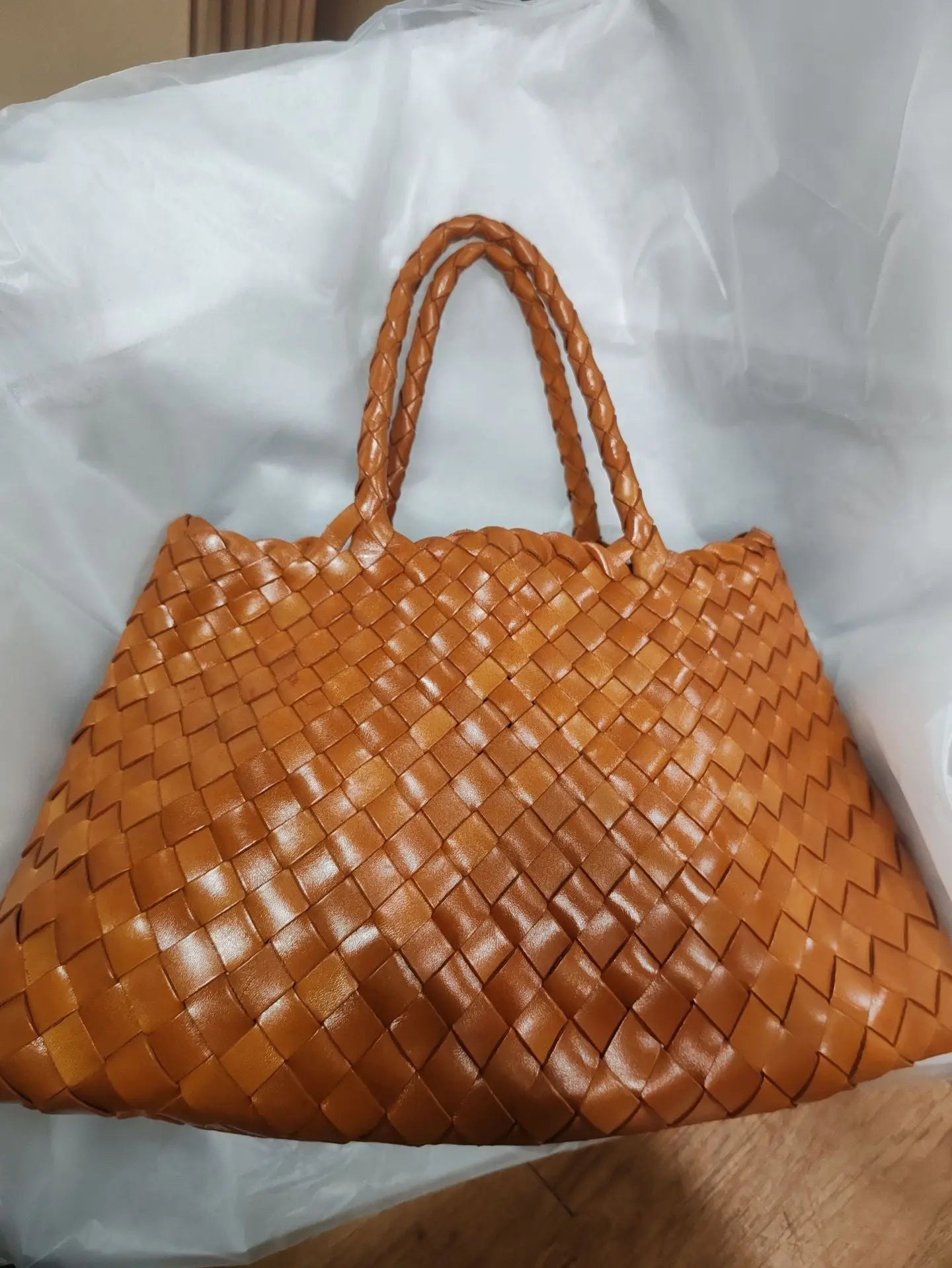 Trendy Retro Large Capacity Handbag Pure Handmade Woven Maternity Bag Commuter Shoulder Tote Bag - DEA collection