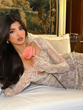 Women's Autumn New Lace Shawl Strap Long Dress Set, Elegant Long Sleeve Dress, Mermaid Dress - DEA collection
