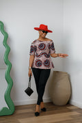IMARA AFRICAN PRINT ASYMMETRIC PEPLUM TOP [MULTICOLOR] - DEA collection