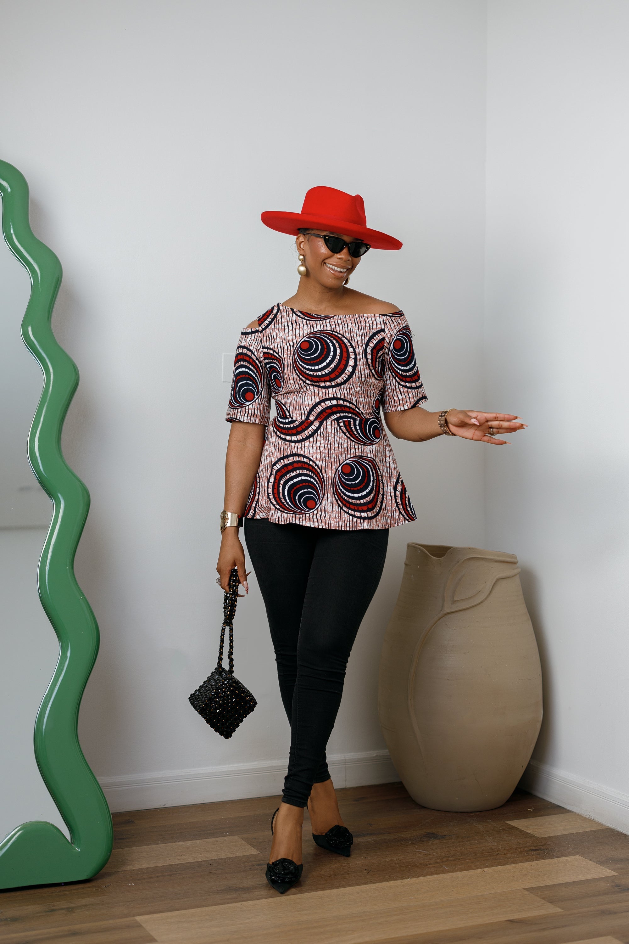 IMARA AFRICAN PRINT ASYMMETRIC PEPLUM TOP [MULTICOLOR] - DEA collection