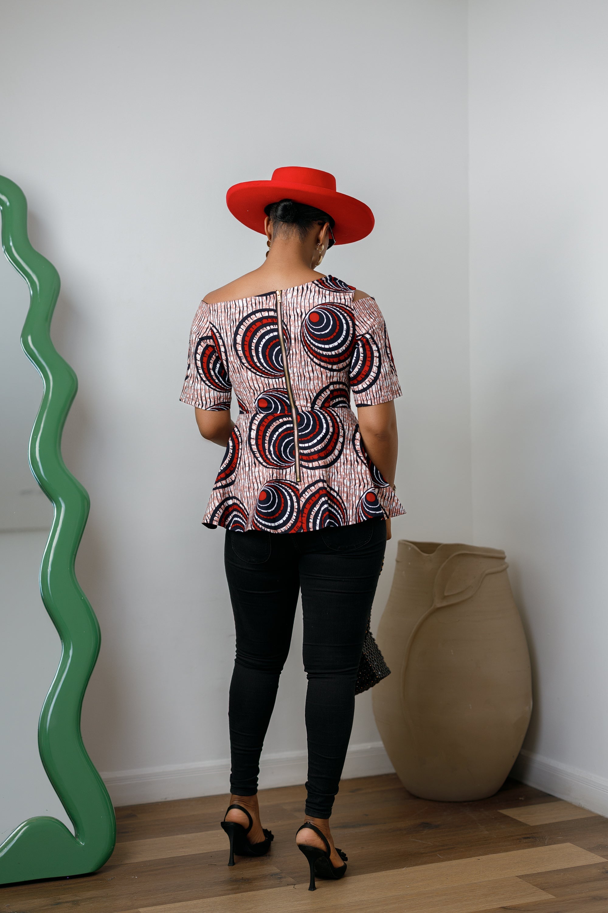 IMARA AFRICAN PRINT ASYMMETRIC PEPLUM TOP [MULTICOLOR] - DEA collection