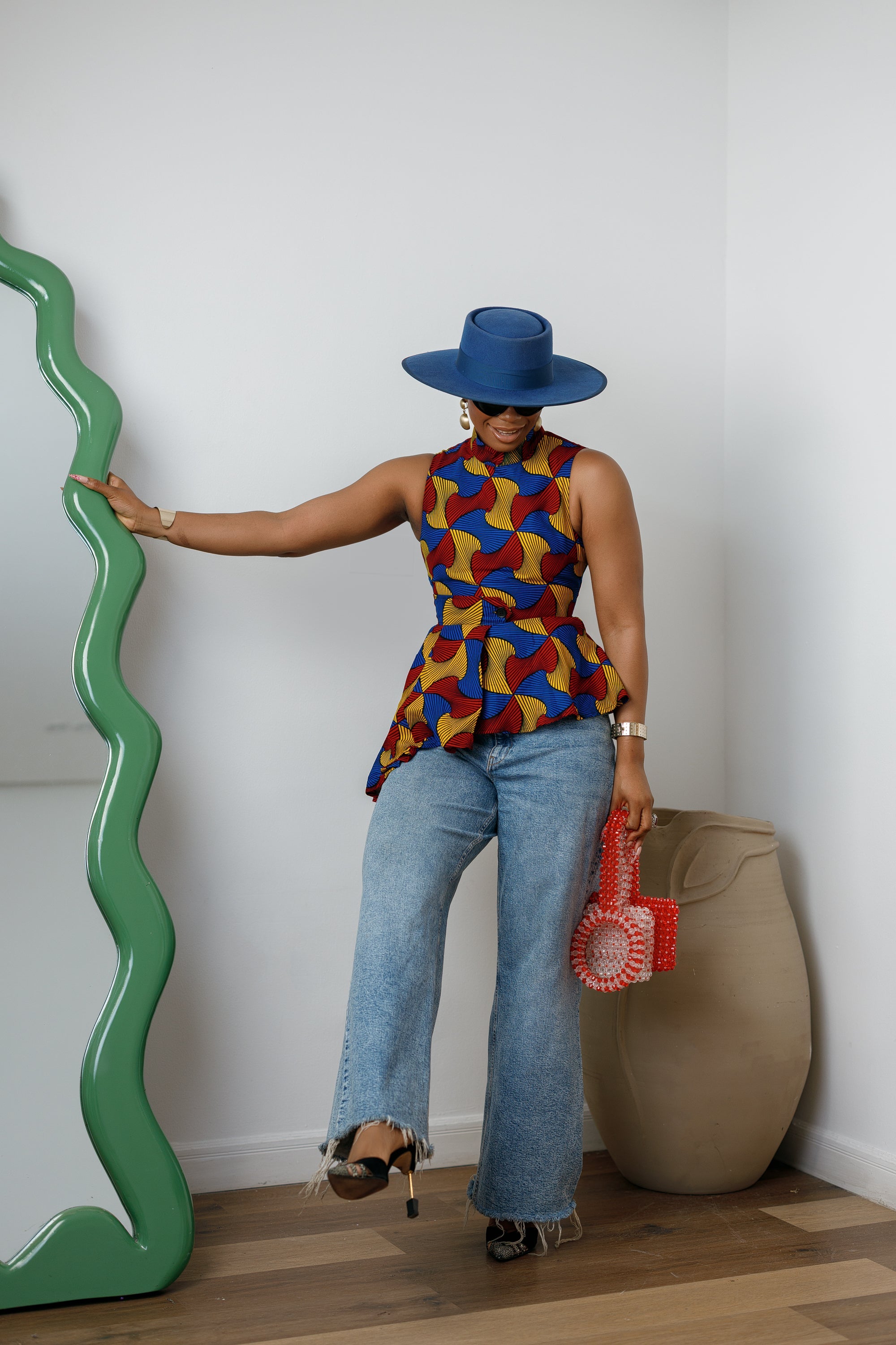 MEENA AFRICAN PRINT ASYMMETRIC TOP [MULTICOLOR] - DEA collection