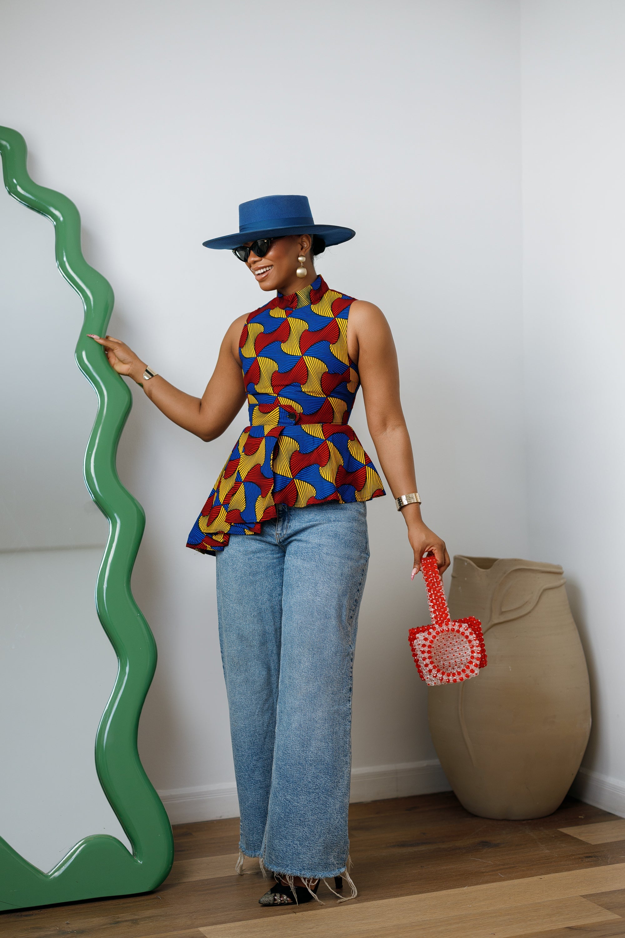 MEENA AFRICAN PRINT ASYMMETRIC TOP [MULTICOLOR] - DEA collection