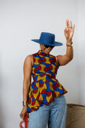 MEENA AFRICAN PRINT ASYMMETRIC TOP [MULTICOLOR] - DEA collection