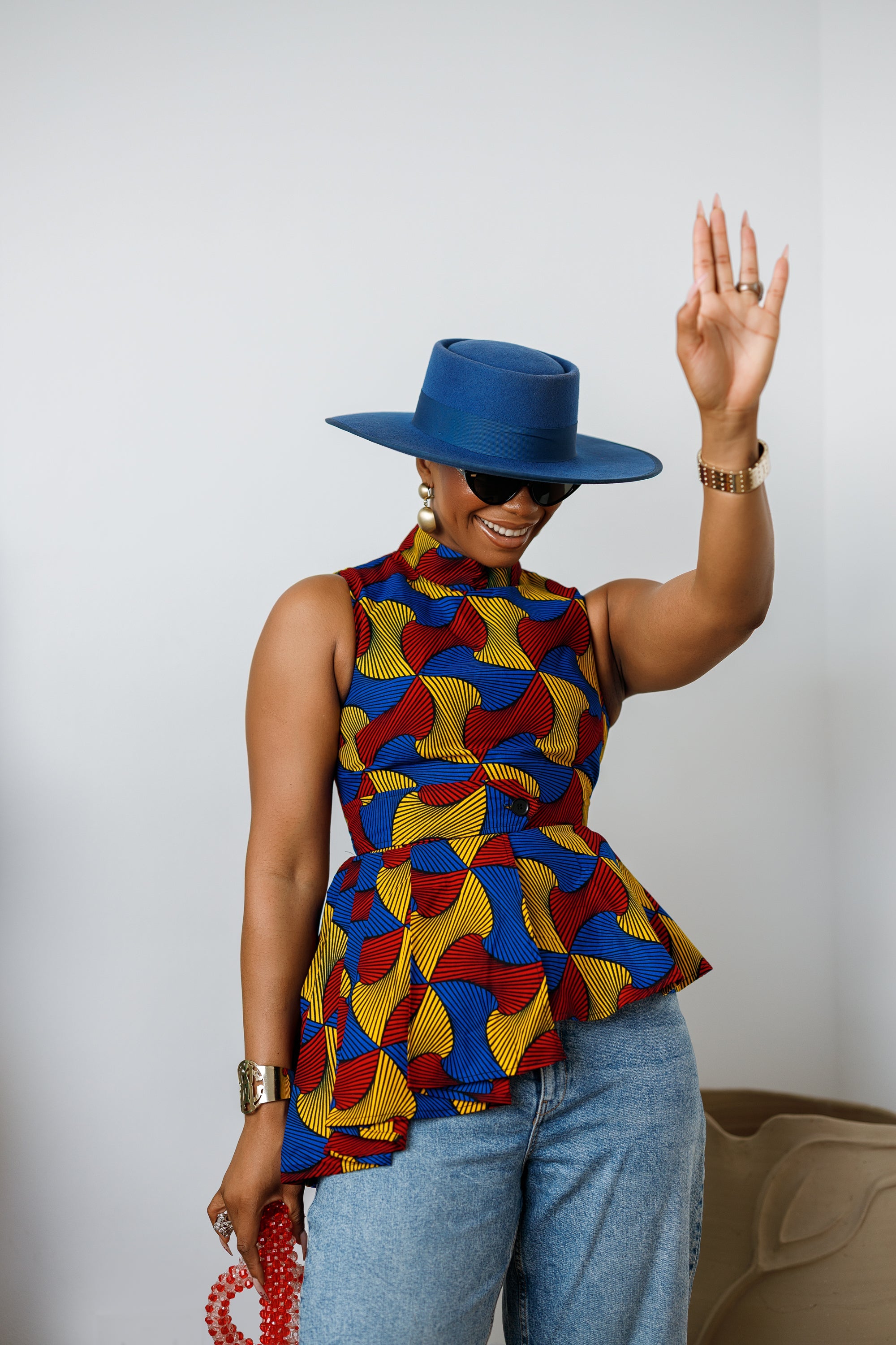 MEENA AFRICAN PRINT ASYMMETRIC TOP [MULTICOLOR] - DEA collection