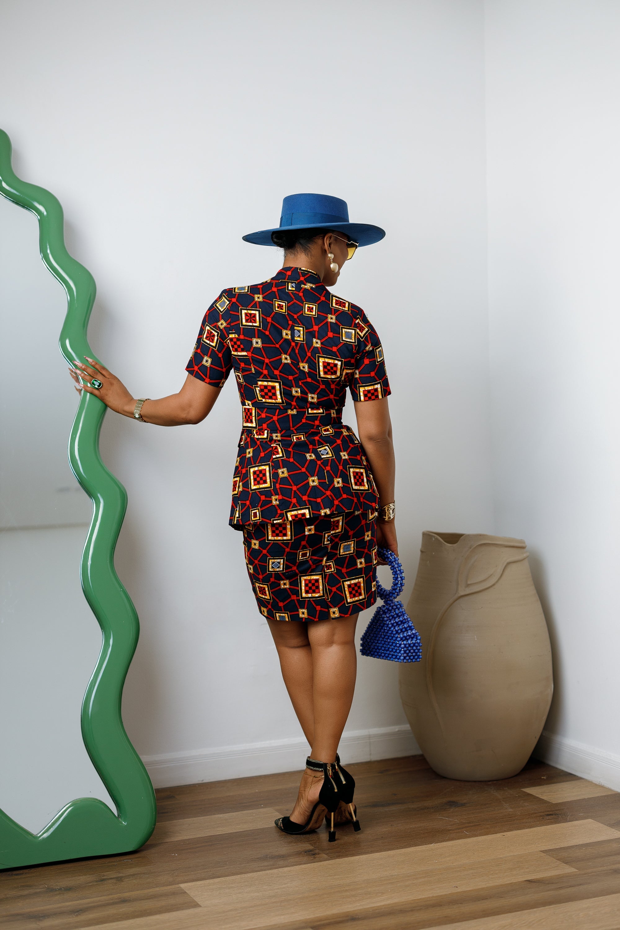 NIFEMI AFRICAN PRINT SHORT SLEEVE SKIRT SUIT SET - DEA collection
