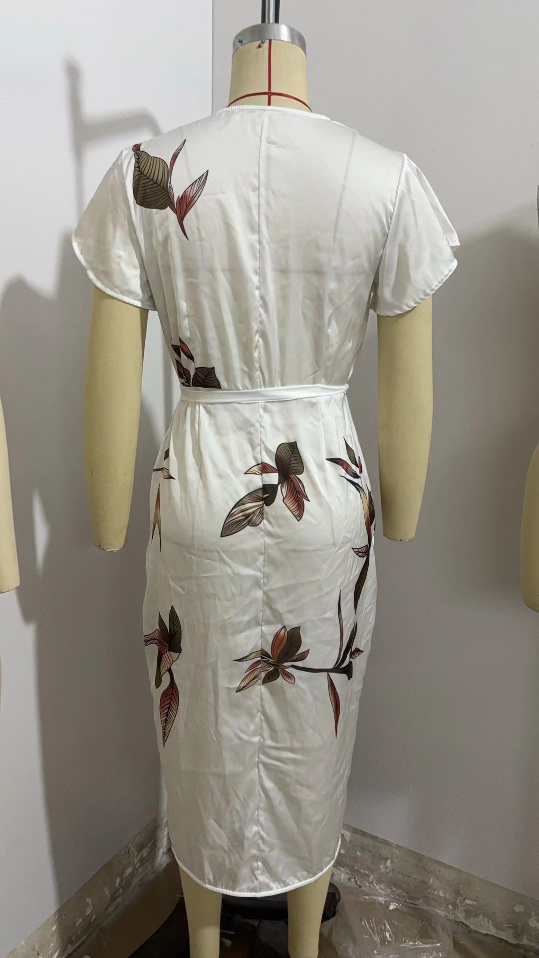 European And American V-neck Short-sleeved Lace-up Digital Printed Dress - DEA collection
