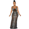 Beaded Strapless Mesh Long Dress - DEA collection