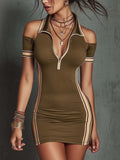 Elastic contrasting striped tight mini dress - DEA collection