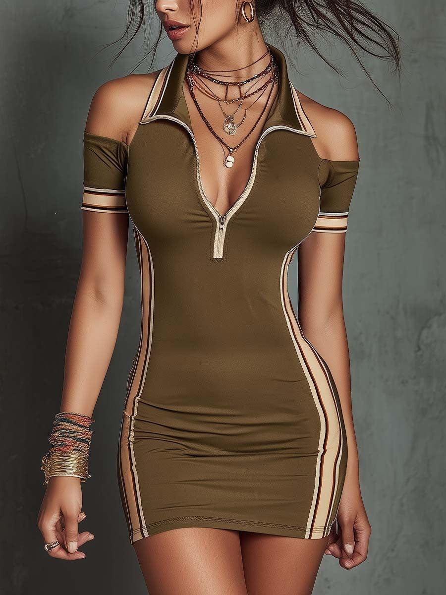 Elastic contrasting striped tight mini dress - DEA collection