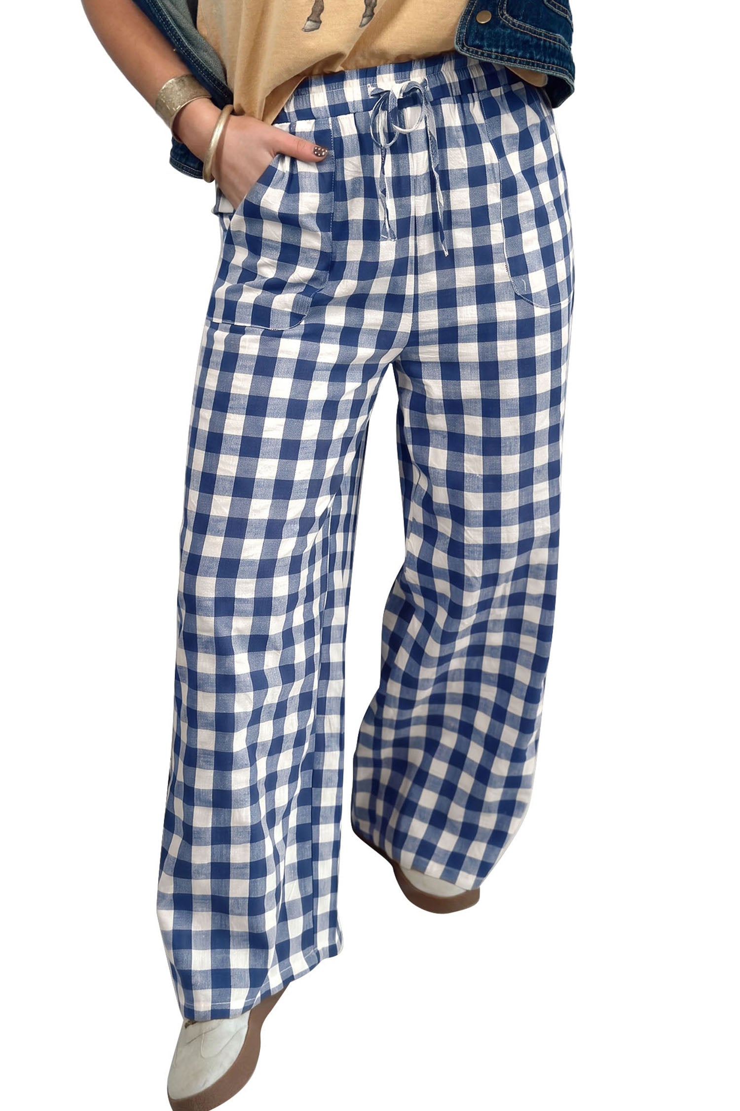 Gingham Tie Waist Pants