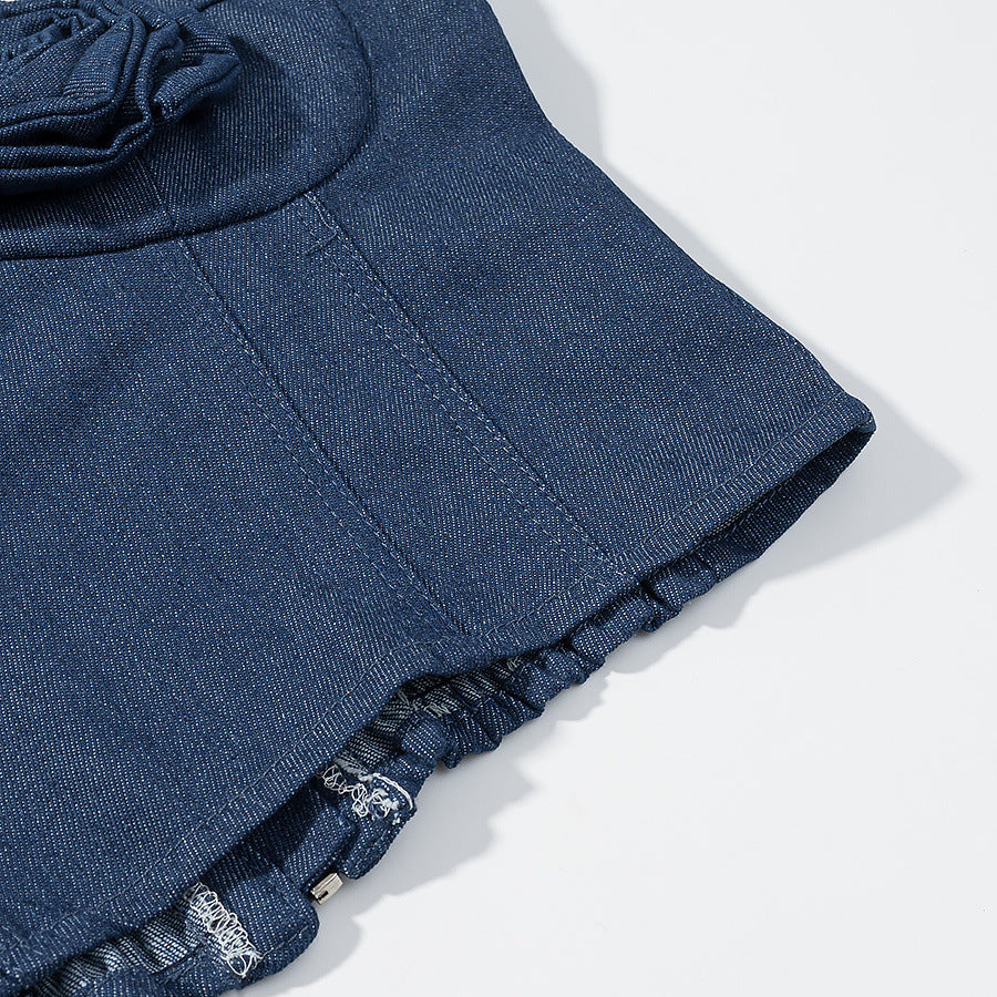 Spicy girl denim casual sexy strapless top - DEA collection