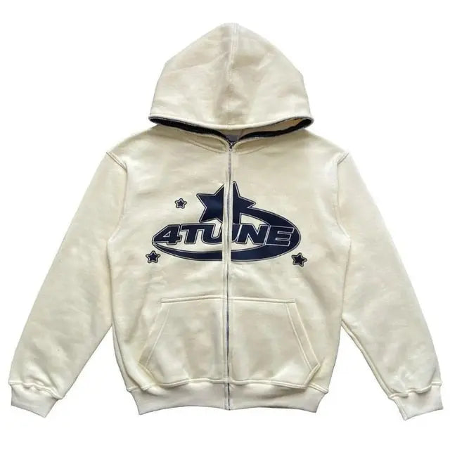 별무늬 집업 후드티 여성 오버사이즈 S-3XL 화이트 블랙 살구