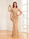Green Sequined Sexy High Waist Fishtail Long Evening Dress - DEA collection