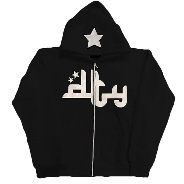별무늬 집업 후드티 여성 오버사이즈 S-3XL 화이트 블랙 살구