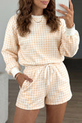 Plaid Drawstring Shorts Set