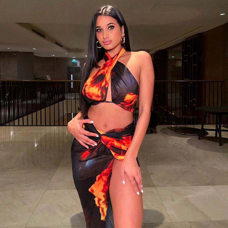 Personalized Printed Sexy Halter Slit Dress - DEA collection