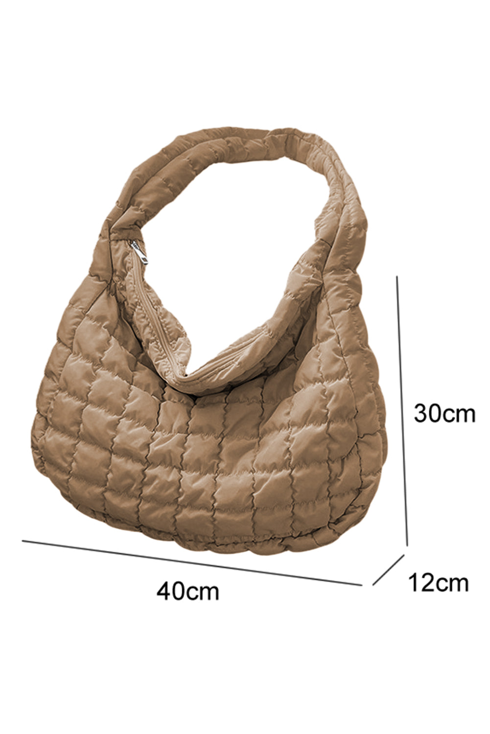 Quilted Zipper Shoulder Bag