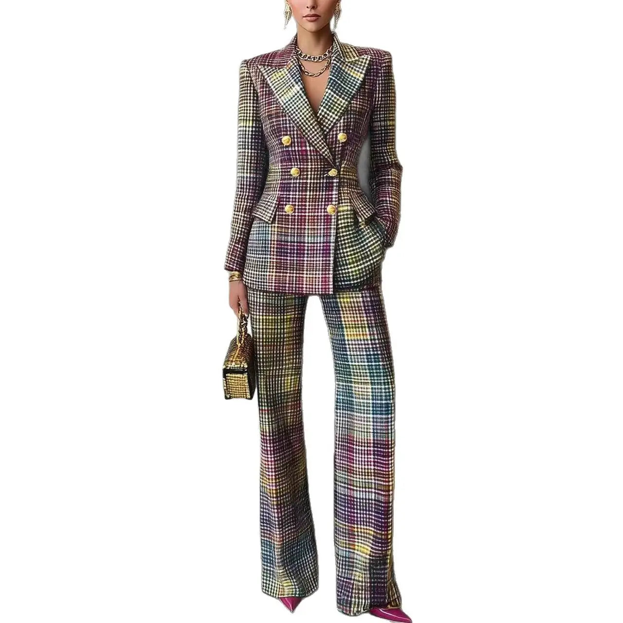 Fashionable  Style Plaid Blazer Jacket - DEA collection