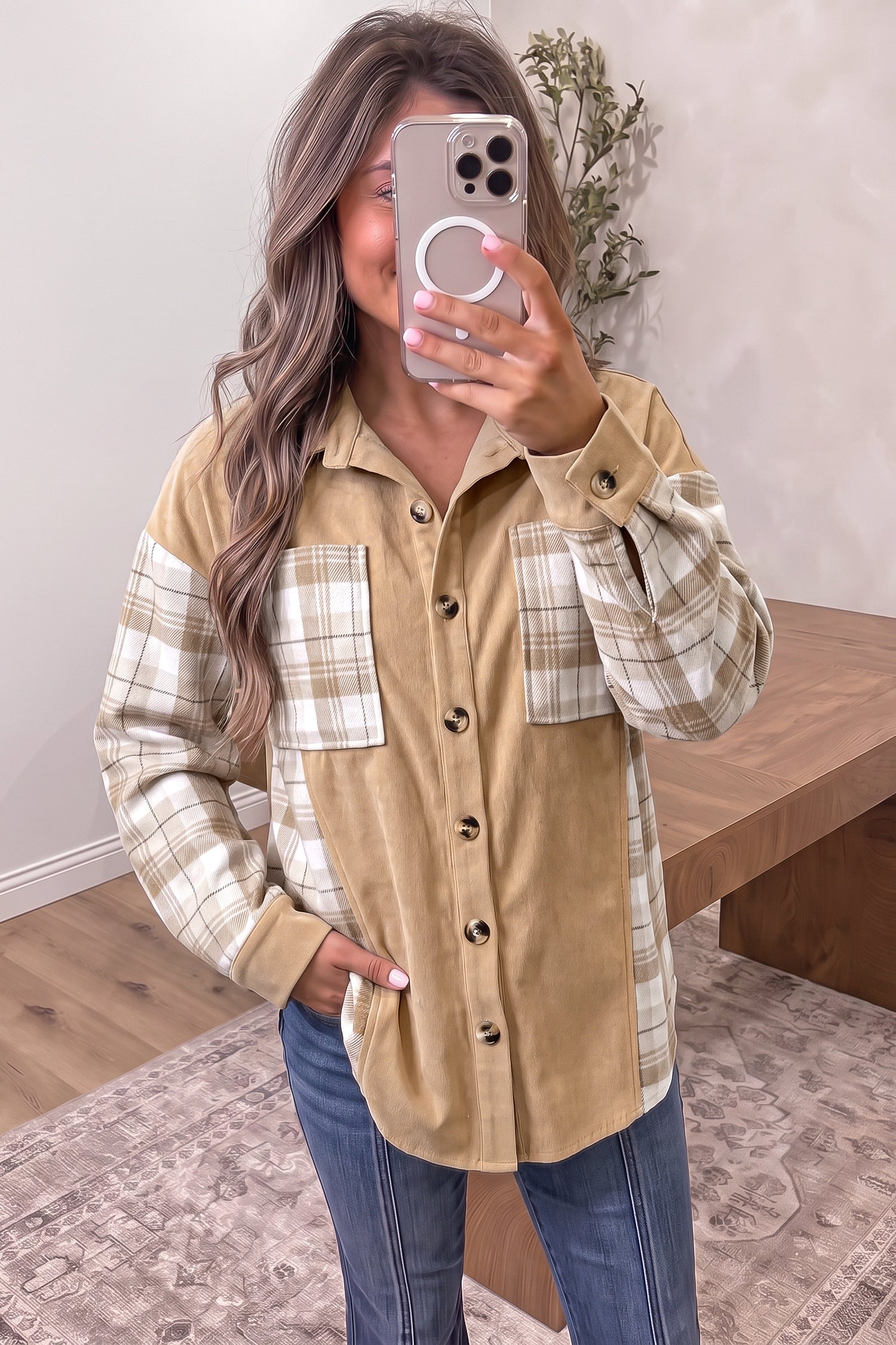 Plaid Colorblock Shacket