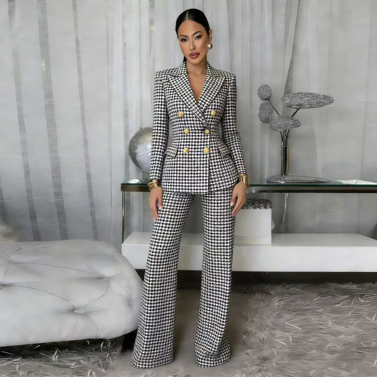 Fashionable  Style Plaid Blazer Jacket - DEA collection