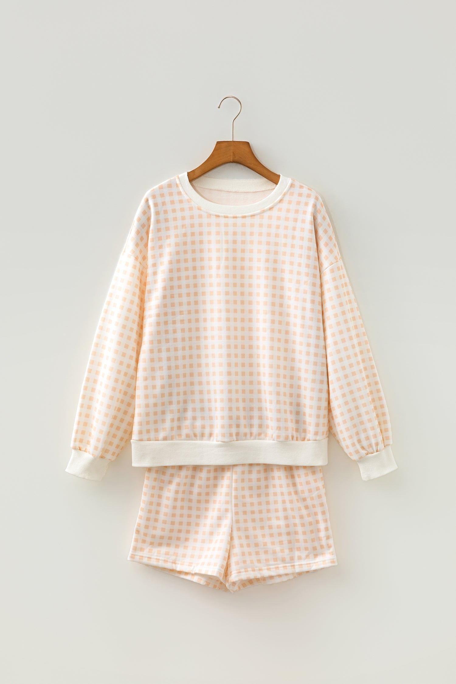 Plaid Drawstring Shorts Set