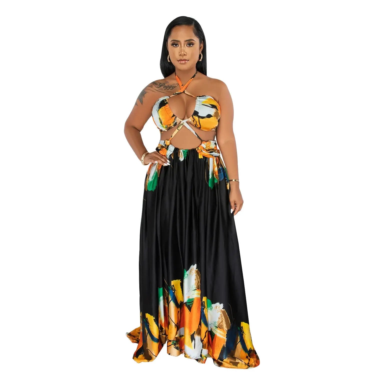 Fashion Women's Tie-front Sleeveless Wrap Bodycon Long Dress - DEA collection