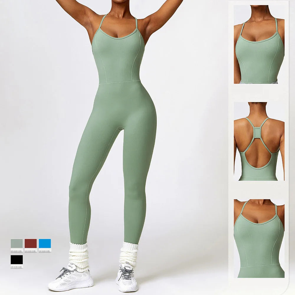 Yoga Jumpsuits Women Sleeveless Hollow Back Sports Outfits Lady Fitness Clothing Exercise Workout Rompers Casual Skinny Overalls - DEA collection