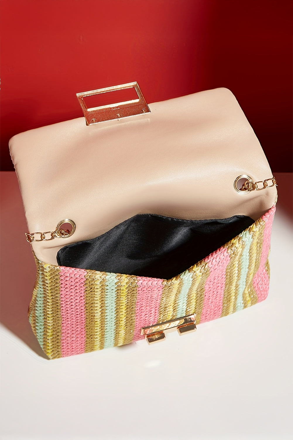 Stripe Woven Shoulder Bag