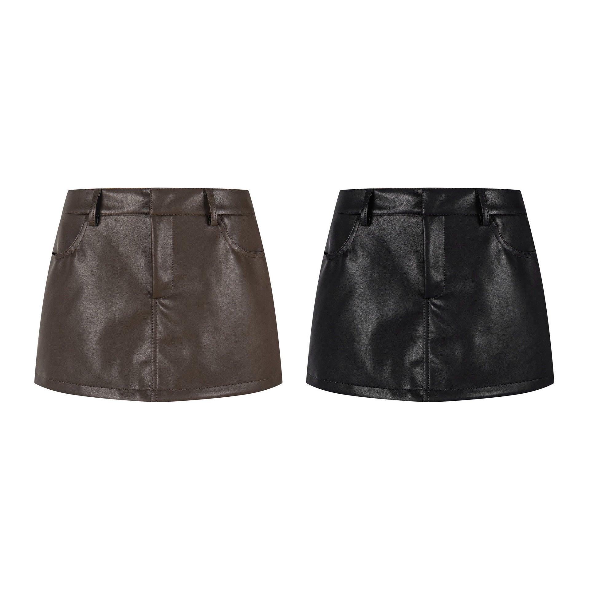Faux Leather Mini Skirt High Waist Slimming Anti-Flash Streetwear - DEA collection