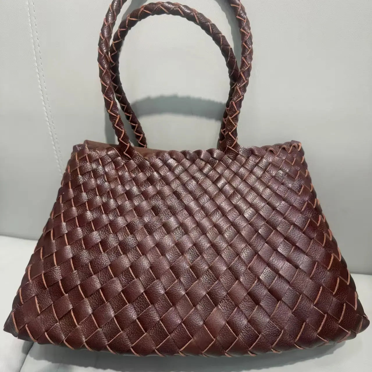 Trendy Retro Large Capacity Handbag Pure Handmade Woven Maternity Bag Commuter Shoulder Tote Bag - DEA collection