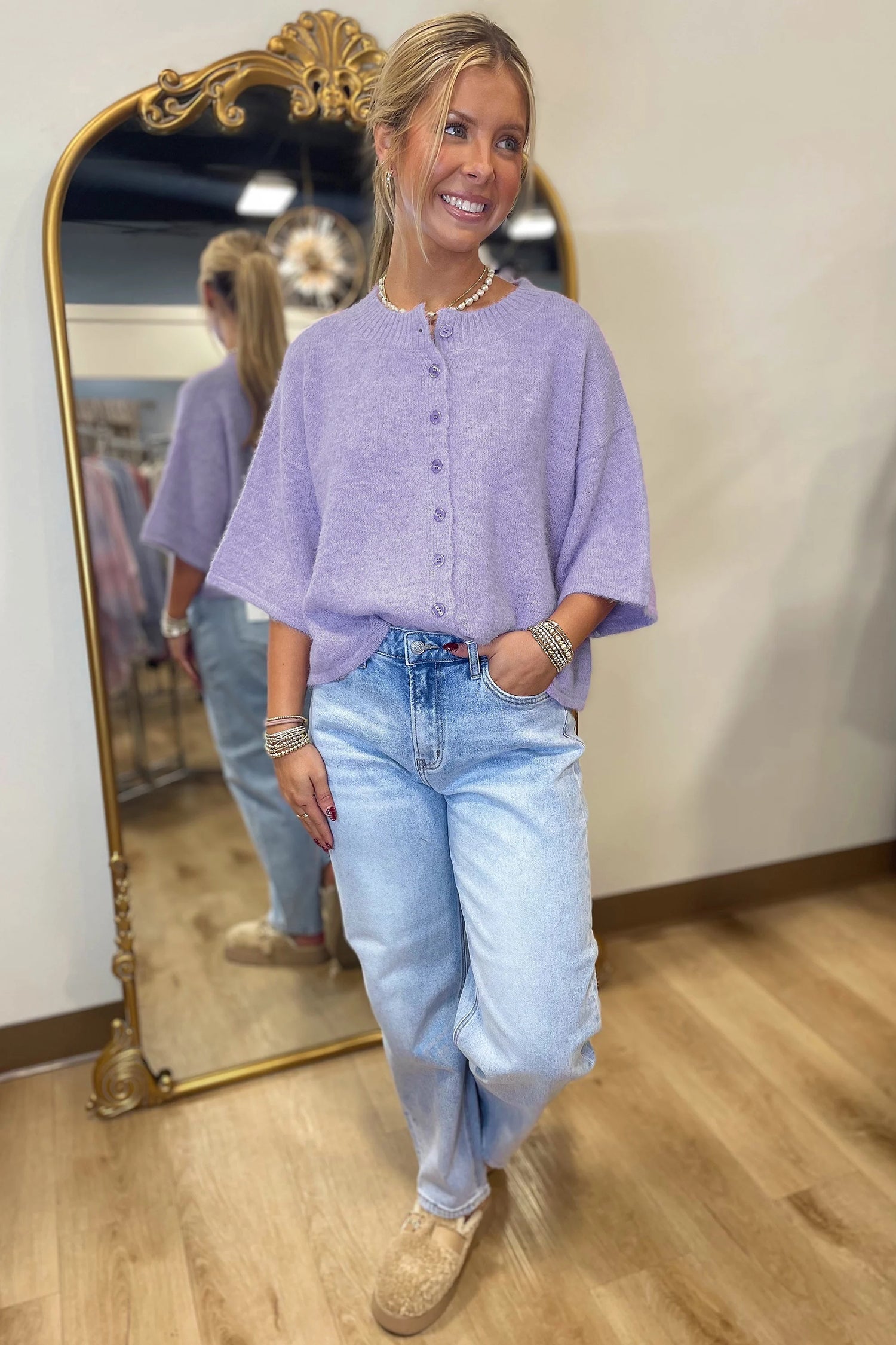 Boxy Knit Button Cardigan