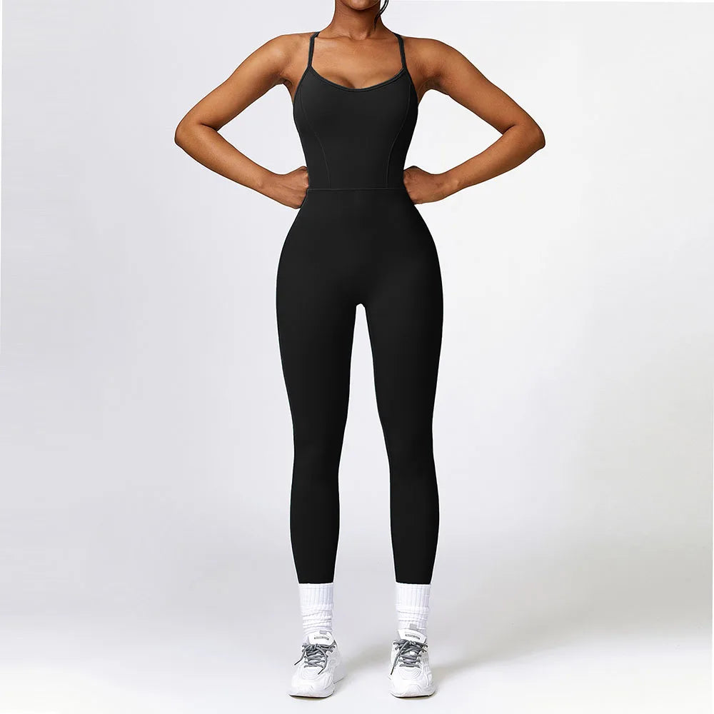 Yoga Jumpsuits Women Sleeveless Hollow Back Sports Outfits Lady Fitness Clothing Exercise Workout Rompers Casual Skinny Overalls - DEA collection