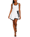 Women's fashion color-blocked edge square neck fake two-layer skirt sleeveless elastic dress - DEA collection
