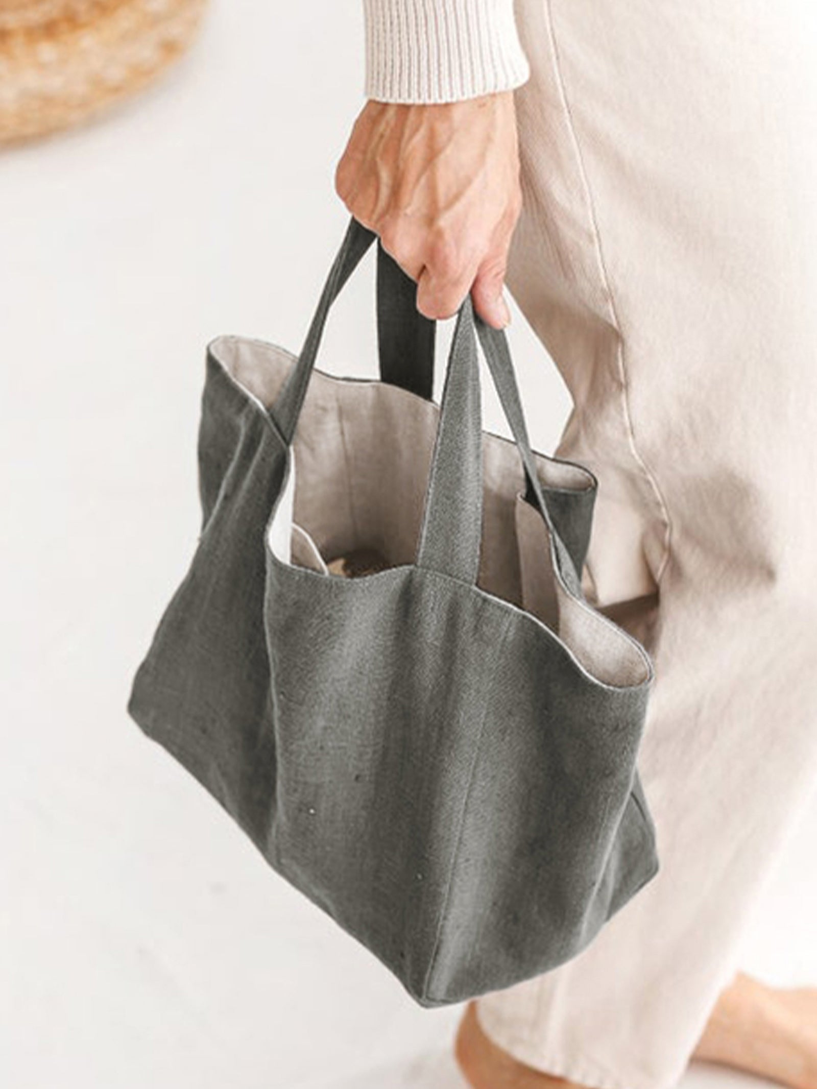 100% Linen Large-Capacity Tote Bag - DEA collection