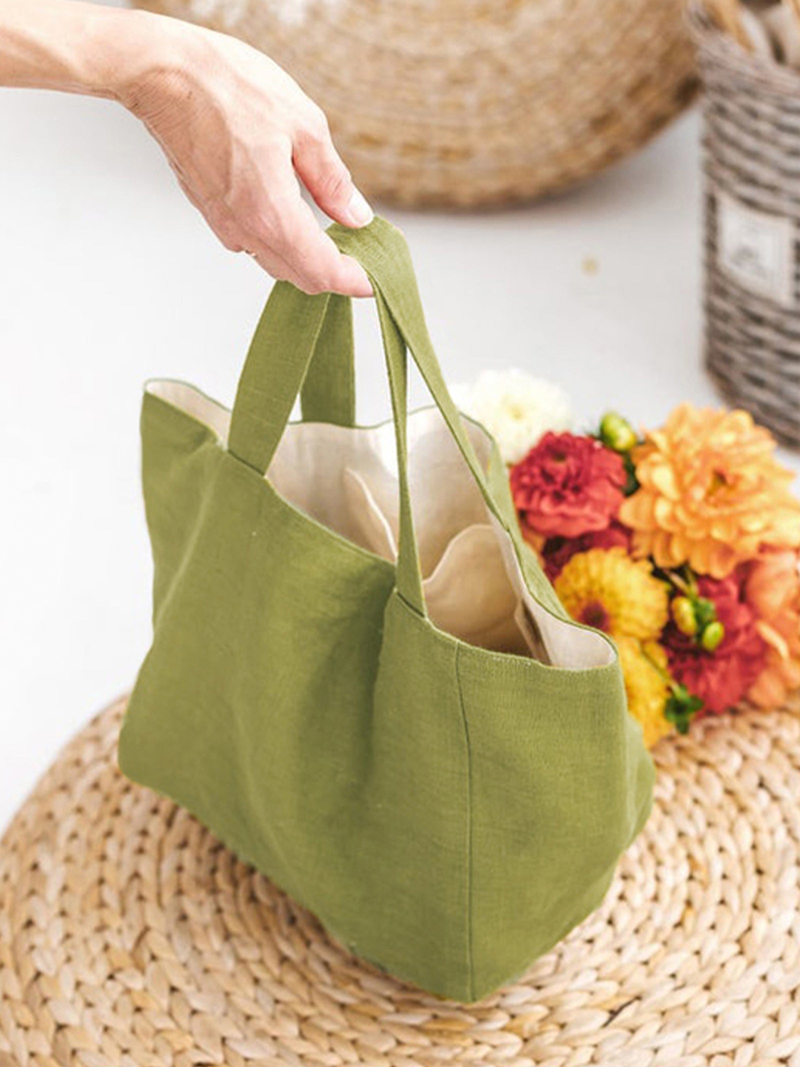 100% Linen Large-Capacity Tote Bag - DEA collection