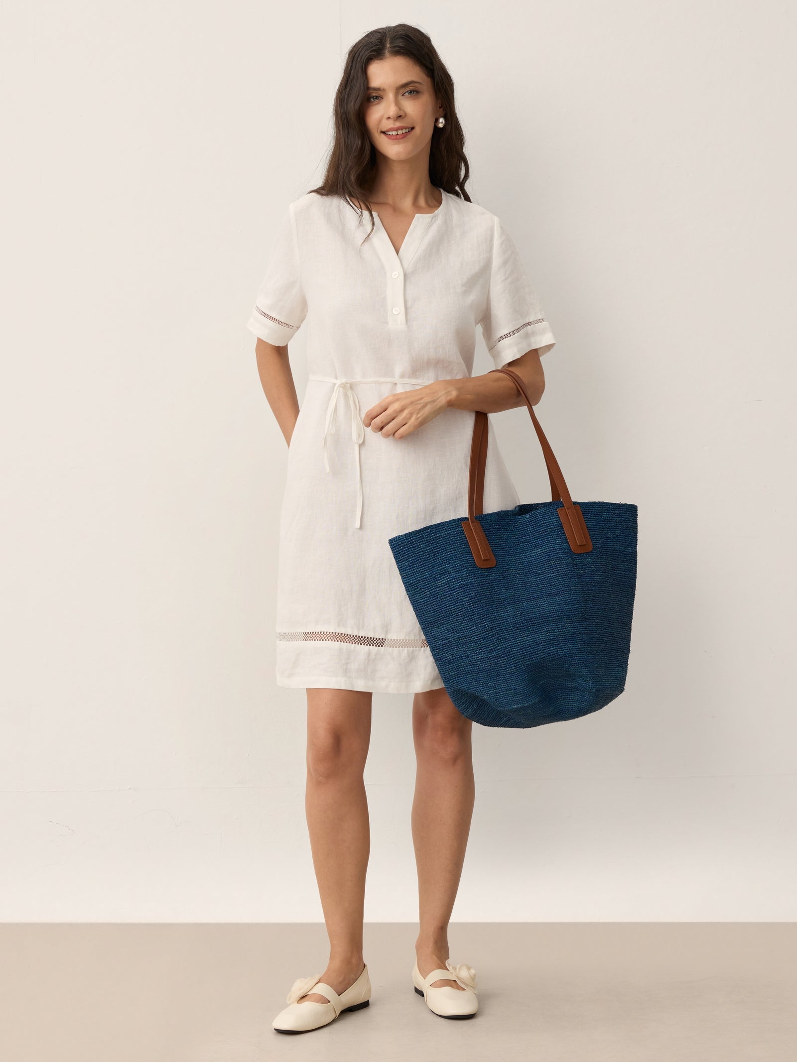 Handwoven Raffia Tote Bag With Leather Handles - DEA collection