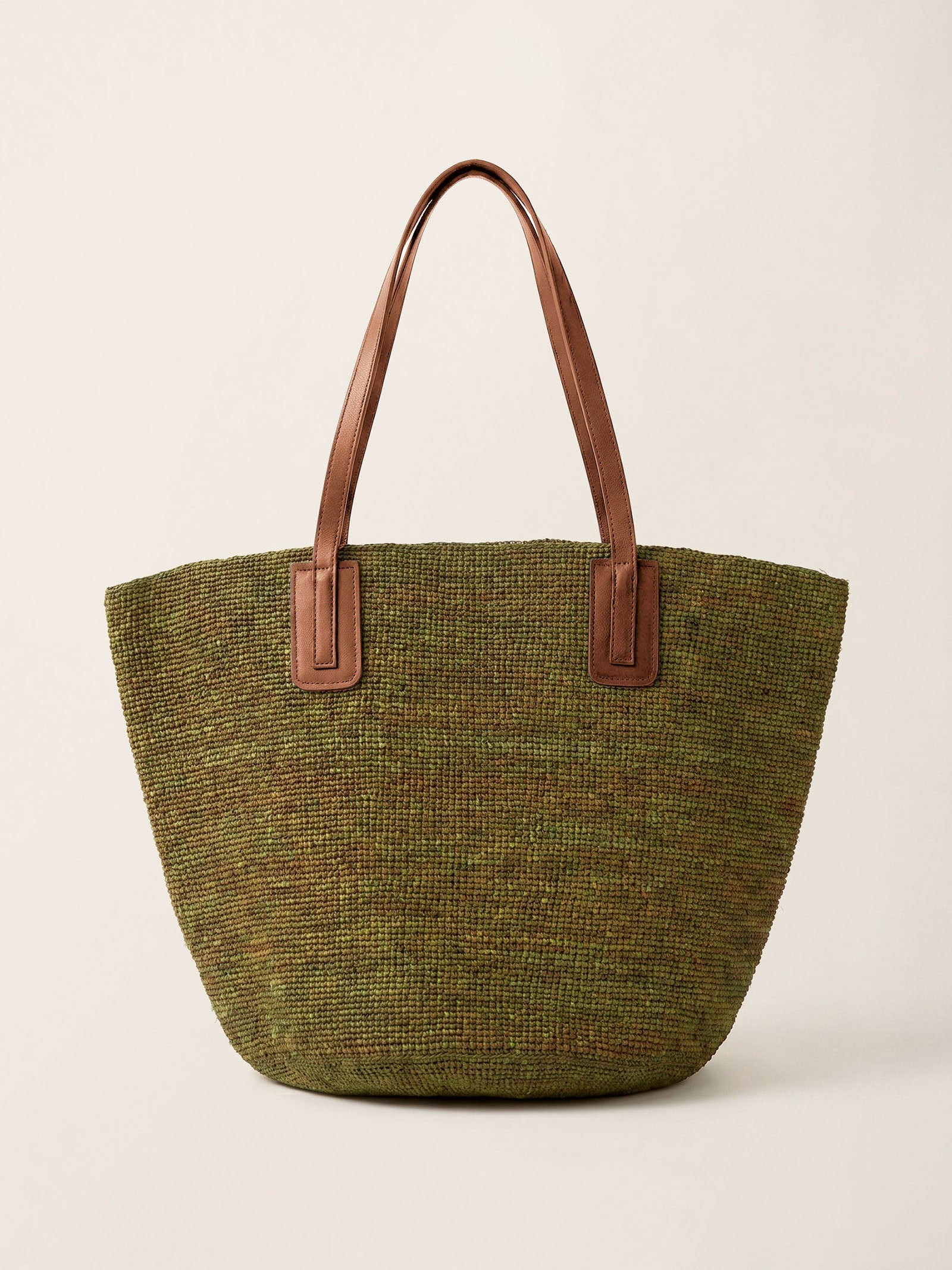 Handwoven Raffia Tote Bag With Leather Handles - DEA collection