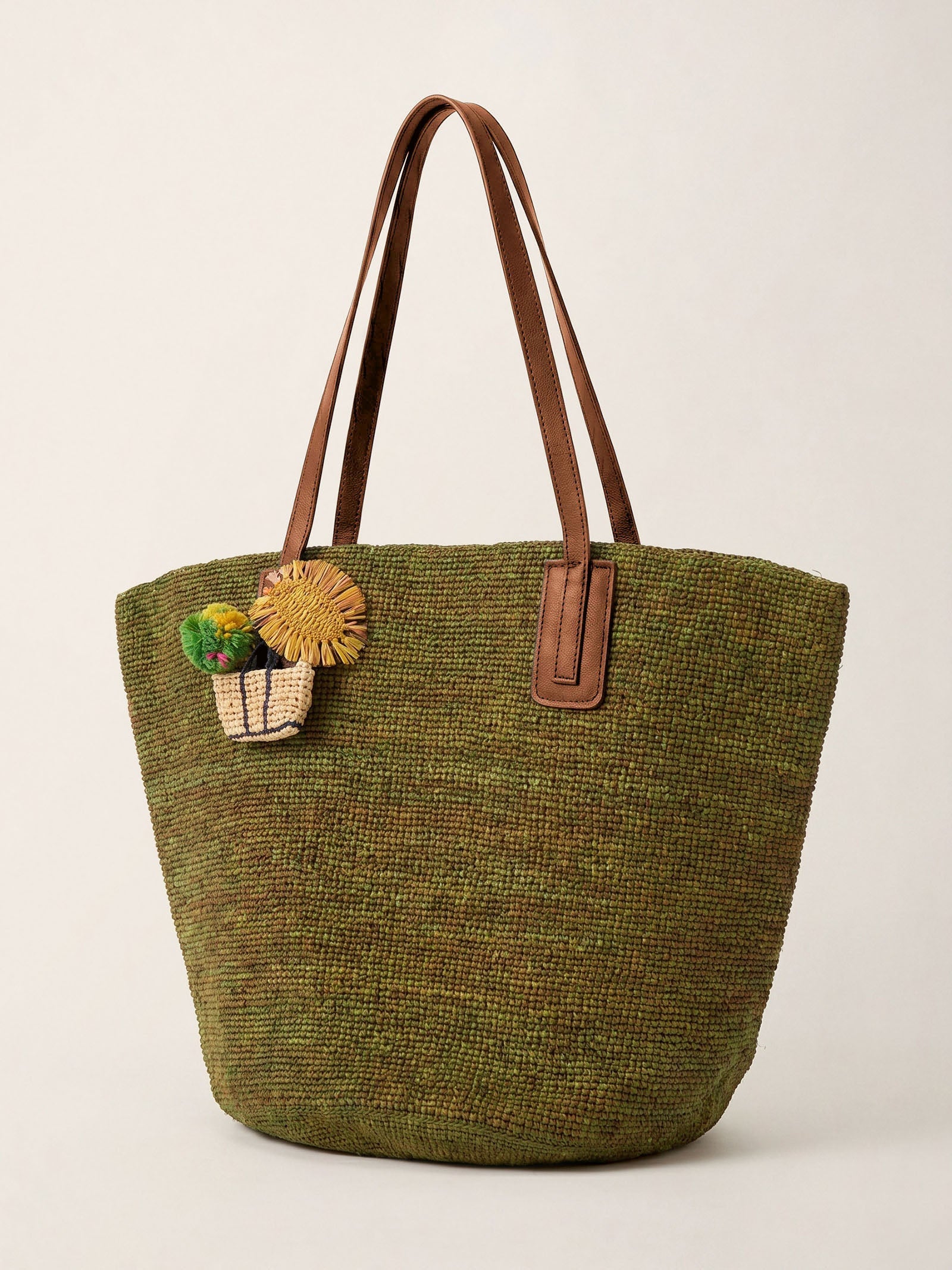 Handwoven Raffia Tote Bag With Leather Handles - DEA collection