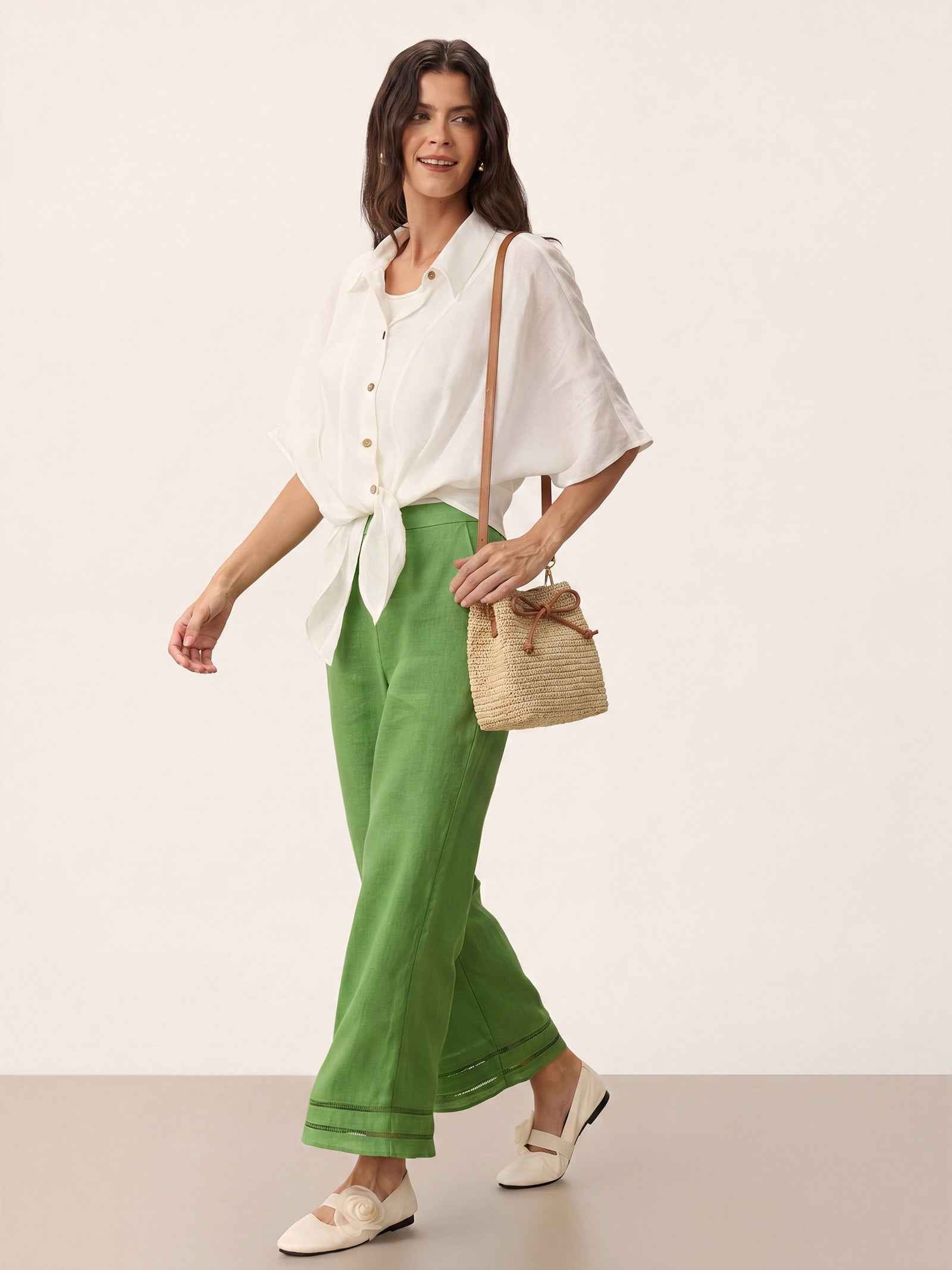 Mini Handwoven Raffia Drawstring Crossbody Bag
