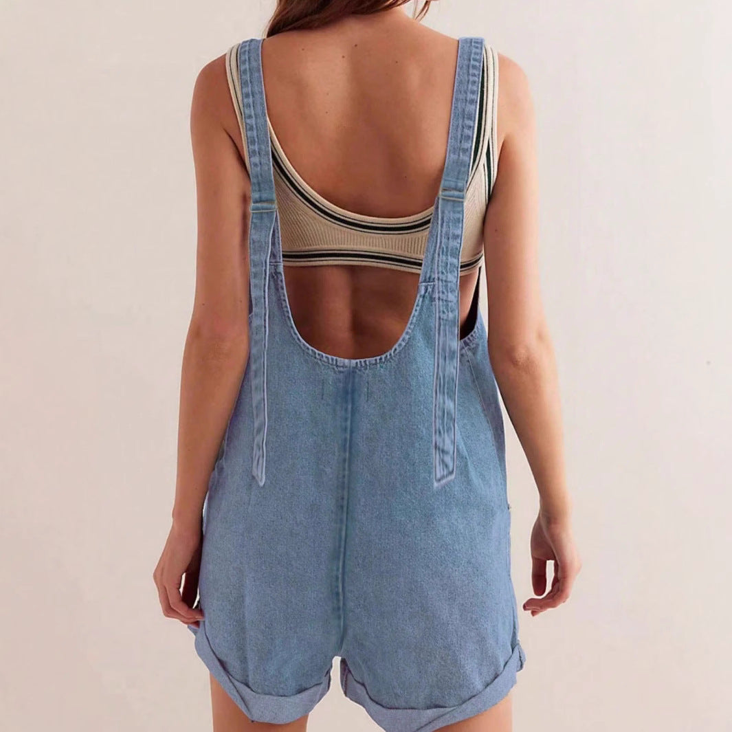 Women's Denim Overalls Shorts Summer Loose  Fashion Ready Stock - DEA collection