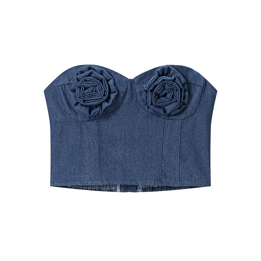 Spicy girl denim casual sexy strapless top - DEA collection