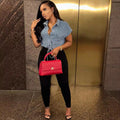 Casual Women's Vest Top Fashion Loose Drawstring Notch Lapel Denim Jacket - DEA collection